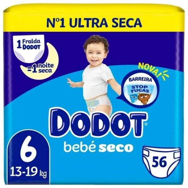 Dodot Couches Taille 6 - 56 unités | حفاضات دودوت مقاس 6 - 56 حفاضة